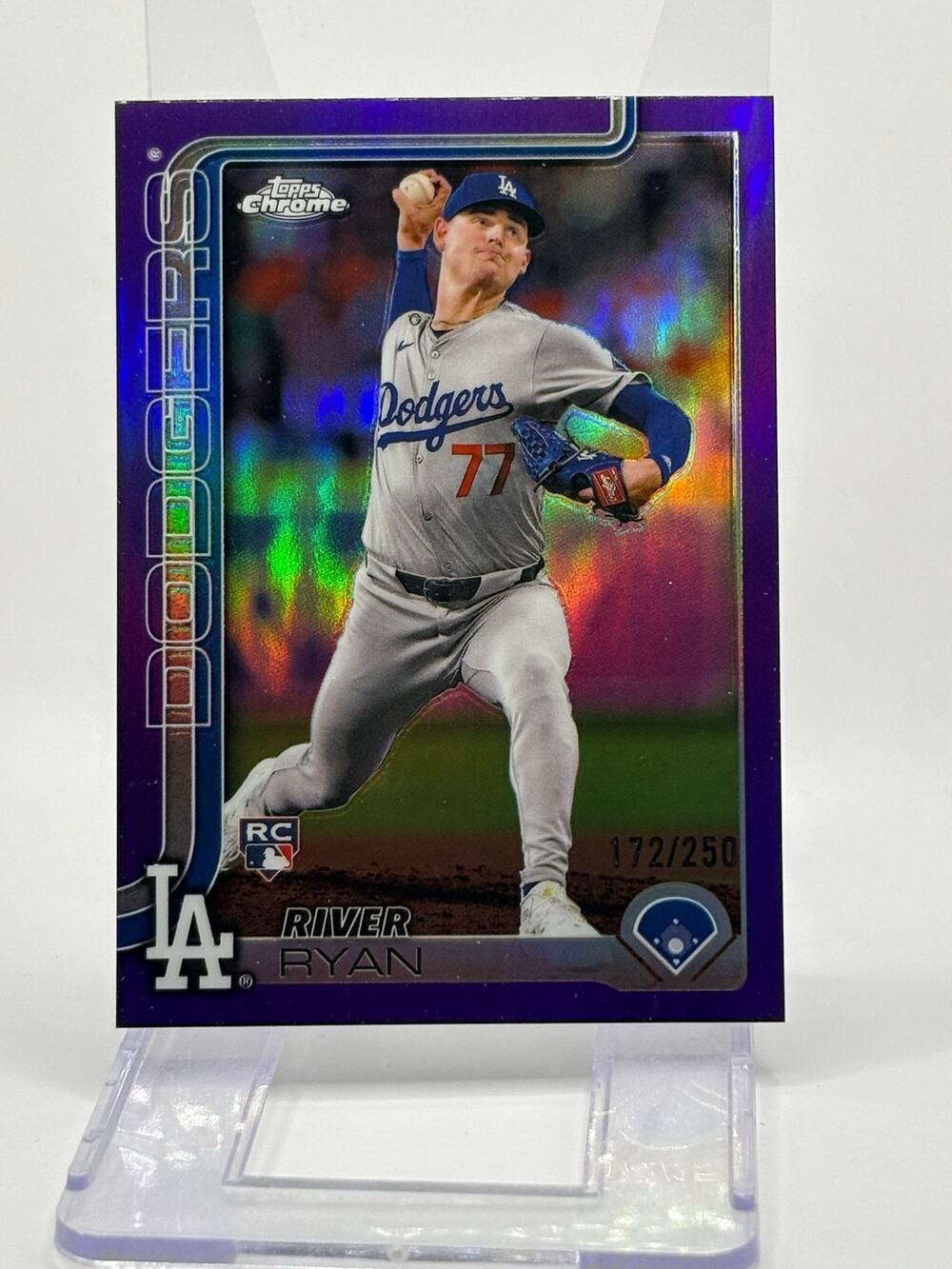 2025 Topps Chrome River Ryan Rookie Purple Refractor 172/250 SP Dodgers RC
